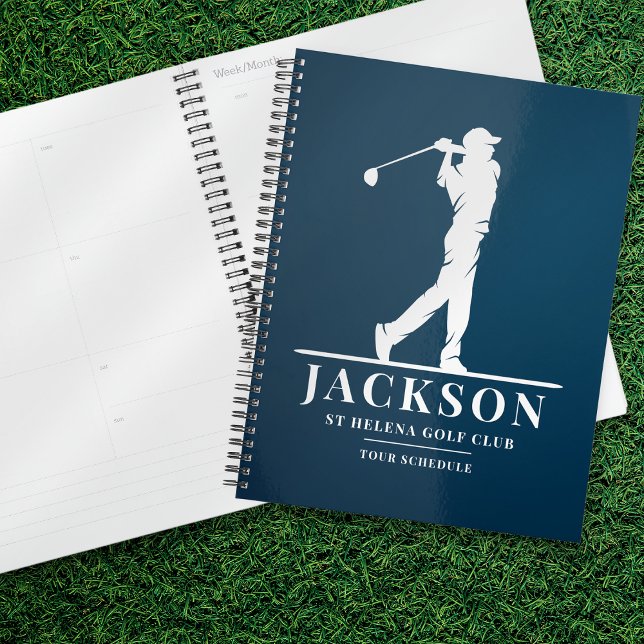 Agenda Marinho Azul Monograma Personalizado Golf (Criador carregado)