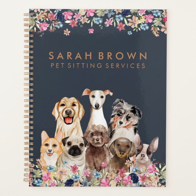 Agenda Marinho Brown Cute Dog Groomer Small Business (Frente)