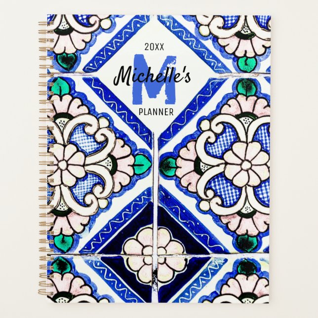 Agenda Marinho de Azulejos de Padrão Espanhol Azulejo Mon (Frente)