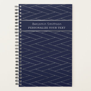 Agenda Marinho de luxo clássico, Abstrato, Cinza azul pro