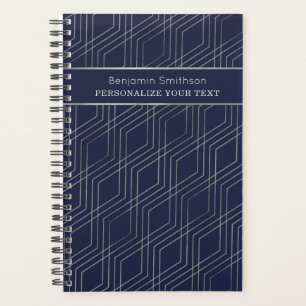 Agenda Marinho de luxo clássico, Abstrato, Cinza azul pro