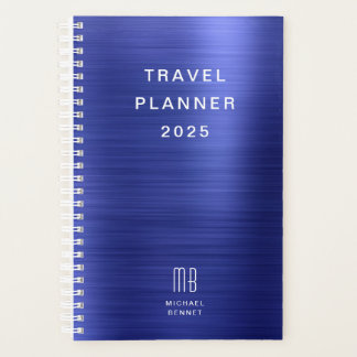 Agenda Marinho de Monograma Elegante Viagem Azul