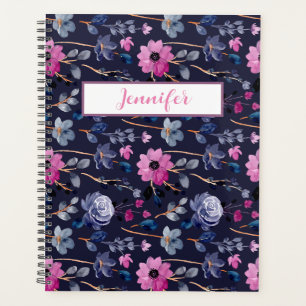 Agenda Marinho Elegante Azul cor-de-rosa