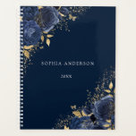 Agenda Marinho Floral Rosa Dourado Folha Pessoal<br><div class="desc">Marinho Floral Rosas Dourados Folha Planeador de Trabalho Pessoal Adequado para todas as idades</div>