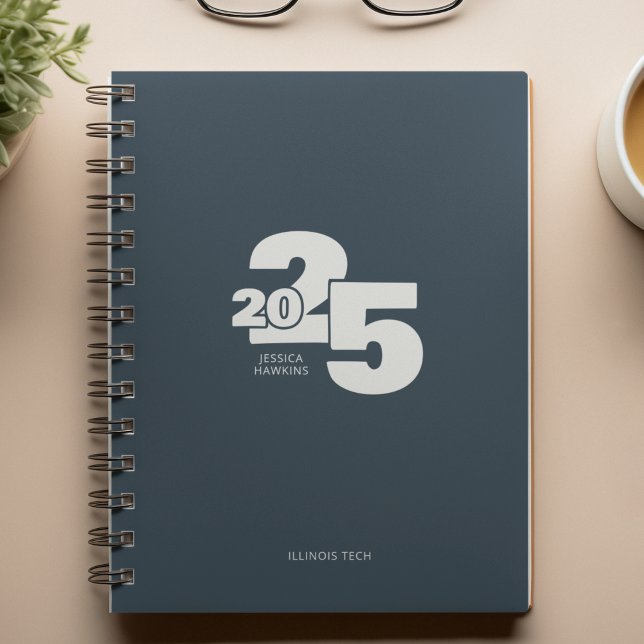 Agenda Marinho Indigo Azul Sobreposto Ano Espiral Semanal (Criador carregado)