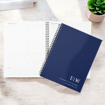 Agenda Marinho profissional Blue Business Monograma inici<br><div class="desc">Mantenha-se organizado em estilo com este notebook inicial monograma profissional. Com um design limpo e minimalista e um monograma ousado no cobrir, este notebook é perfeito para profissionais, estudantes ou qualquer pessoa que valorize artigos de papelaria personalizados. Suas páginas de alta qualidade são ideais para juntar notas, ideias ou listas...</div>