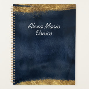 Agenda Marinho Watercolor com Dourado