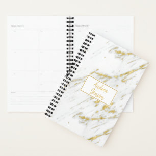 Agenda Mármaco branco brilhante Dourado