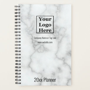 Agenda Mármaco branco elegante Seu logotipo aqui 2025