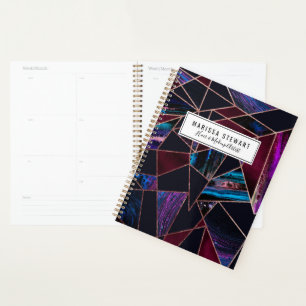 Agenda Mármaco de pintura líquida Dourada, Rosa, luxuos
