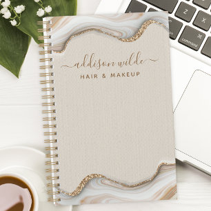 Agenda Mármore Ágata Brilho Dourado Elegante Chic Moderno