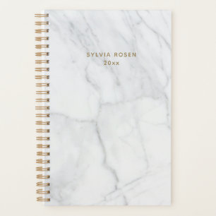 Agenda Mármore Branco Cinza Moderno Personalizado