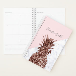 Agenda Mármore branco de abacaxi-do-abacaxi bonito Elega