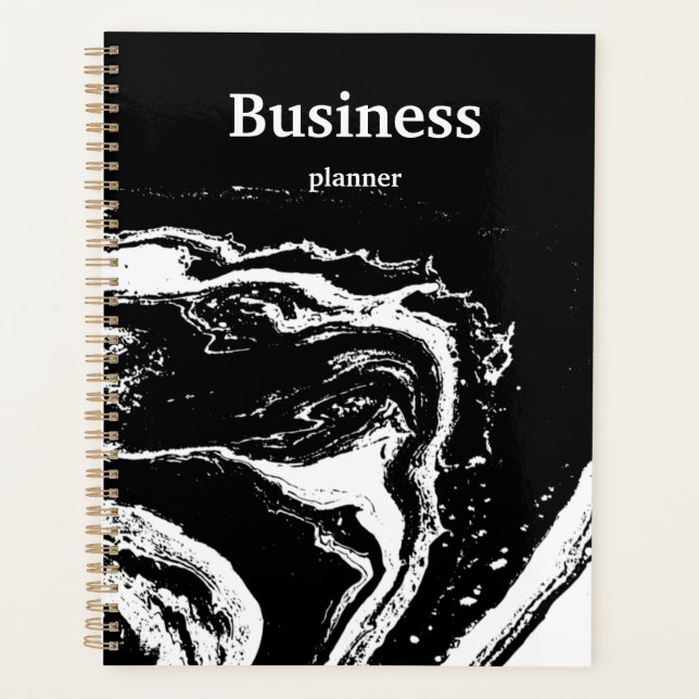 Agenda Mármore branco preto moderno (Frente)