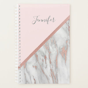 Agenda Mármore de Cinza rosa Rosa Gold Foil Moderna Ad