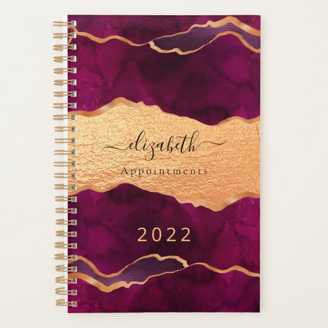 Agenda Mármore de ouro roxo borbusto (Frente)