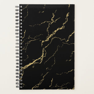 Agenda Mármore Negro e Dourado