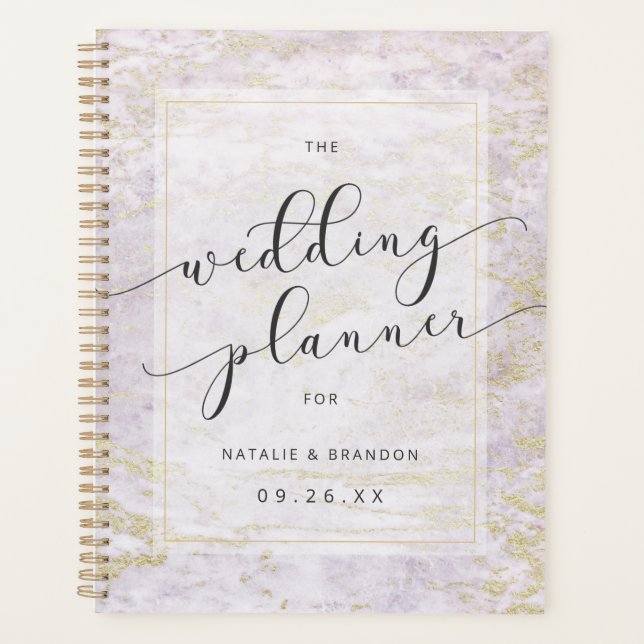 Agenda Mármores Modernos em Violeta com Planos Dourados d (Frente)
