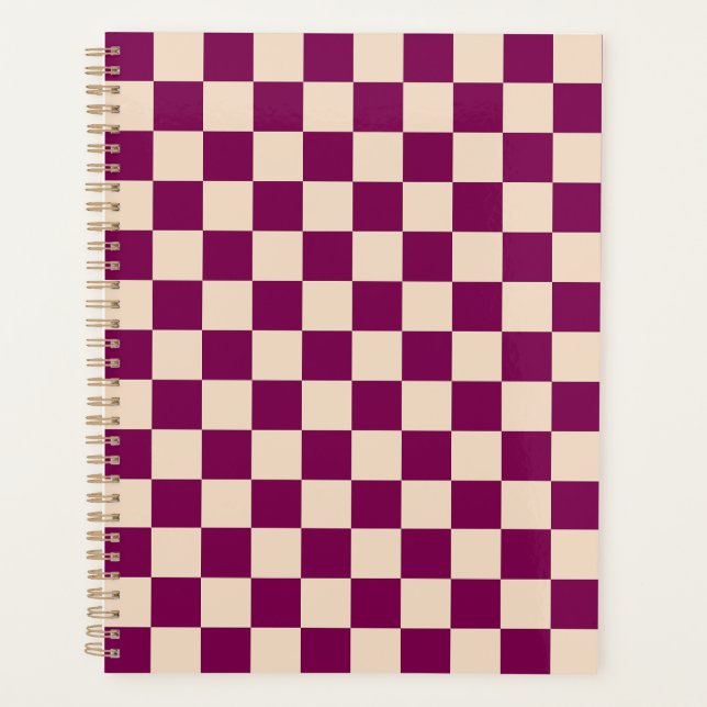 Agenda Maroon and beige checkerboard pattern (Frente)