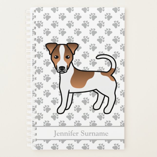 Agenda Marrom Casaco Jack Russell Terrier Dog & Name (Frente)