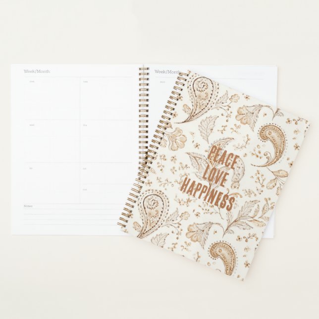 Agenda Marrom Creme Boho Boêmio   (Exibição)