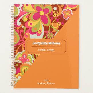 Agenda Marrom Groovy 60s 70s Floral Espirais II