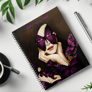Agenda Máscara de Borboleta Roxa Mulher Fantasia Elegante