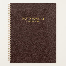 Agenda Masculina de Couro Marrom Personalizada