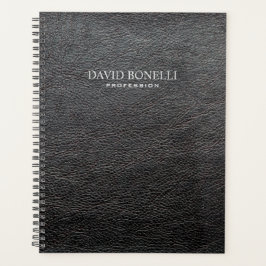 Agenda Masculina de couro preto personalizado