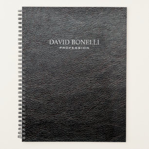 Agenda Masculina de couro preto personalizado