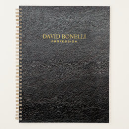Agenda Masculina de couro preto personalizado