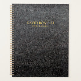 Agenda Masculina de couro preto personalizado