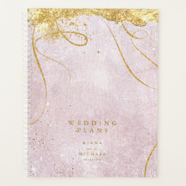 Agenda Mauve de Casamento Dourado de Abstrato Fine Lines 