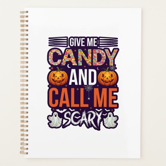 Agenda Me Dê Doces Chamada Assustadora Abóbora de Hallowe (Frente)