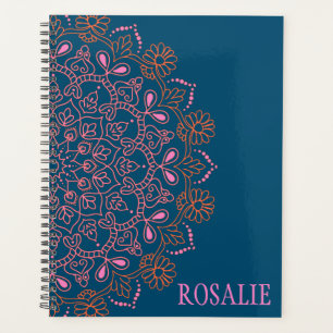 Agenda Medalhão Moderno Boho Mandala Personalizado em Te