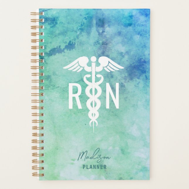 Agenda Medicina Azul Teal RN Registrada Personalizada (Frente)