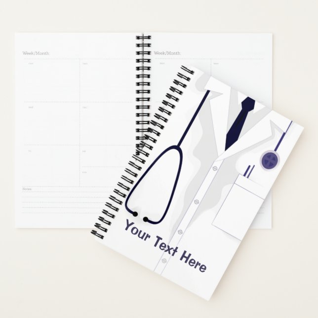 Agenda Médico Casaco de Homem Branco Personalizado (Exibição)