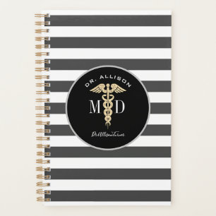 Agenda Médico Médico Caduceus Cinza Profissional Monogr