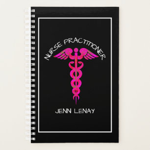Agenda Médico Preto-Rosa Personalizado