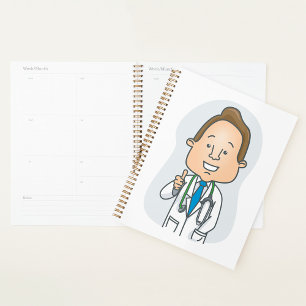 Agenda Médico sorridente Dando polegares com estetoscópio