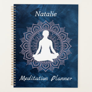 Agenda Meditação azul de mandala personalizada