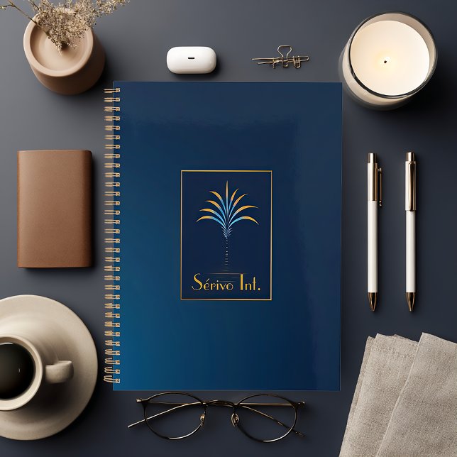 Agenda Meia-noite Coleção de Palmas Marinho de Luxo Azul (Modern Navy Blue Business Planner )