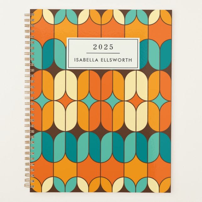 Agenda Meio século Retroativo Laranja Personalizado 2025 (Frente)