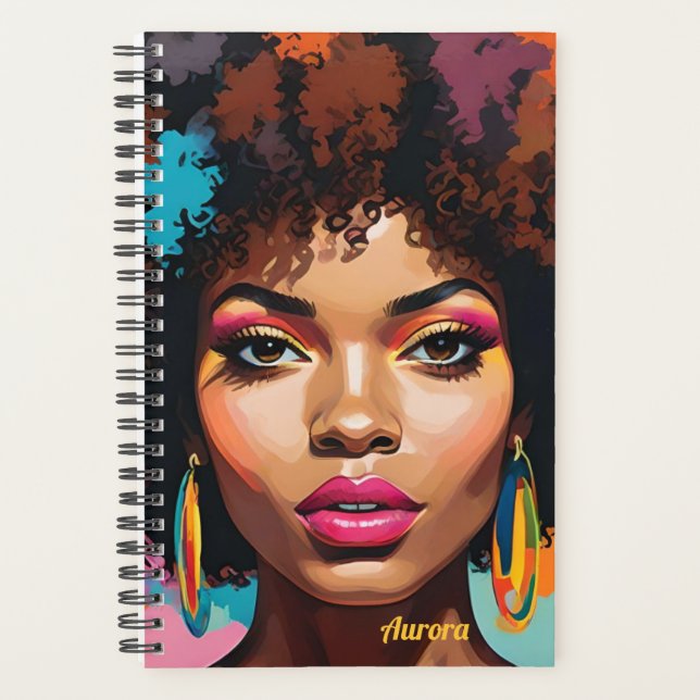 Agenda Melanin Woman w/Afro - Pop Art Inspirado (Frente)