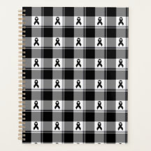 Melanoma Skin Cancer Awareness Plaid Black Ribbon