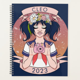 Agenda Menina Azul-Bonita Anime Selfie Ano