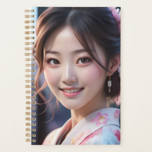 Agenda Menina de Anime Sakura Dreams com Cerejeiras em Fl