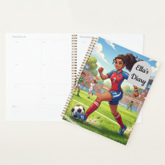 Agenda Menina de Desenho Animado Jogando Futebol | Person
