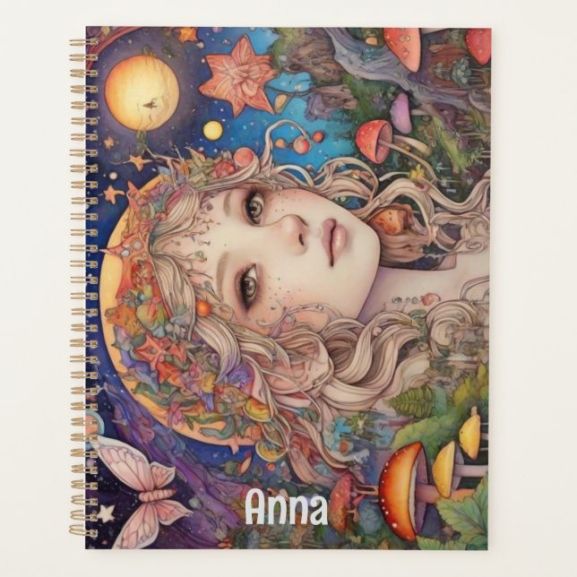 Agenda Menina de fantasia mística - Magia personalizada (Frente)