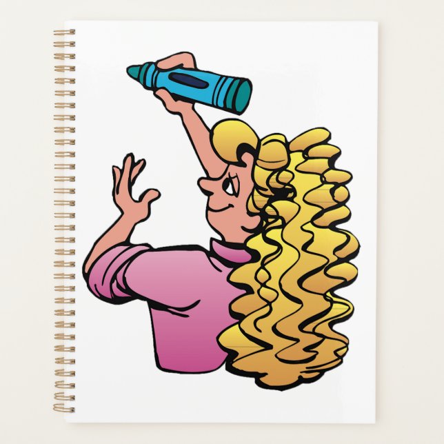 Agenda Menina Divertida com Lápis de Cor (Frente)